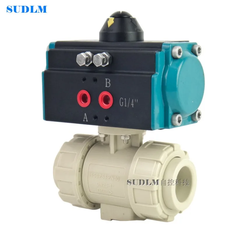 PPH pneumatic ball valve plastic PPR ball valve PP valve Q661F-10S by making ATD explosion-proof double single action