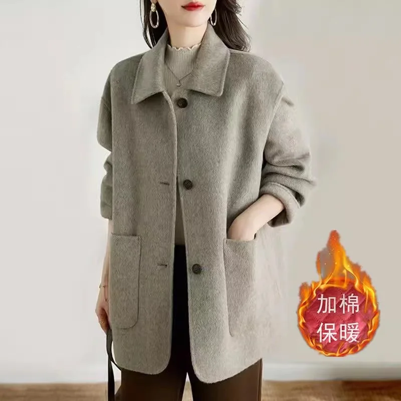 Wool Jacket Women\'s 2023 New Korean Simple Loose Long Sleeved Woolen Coat Single Breasted Spring Autumn Female Casual Outwear