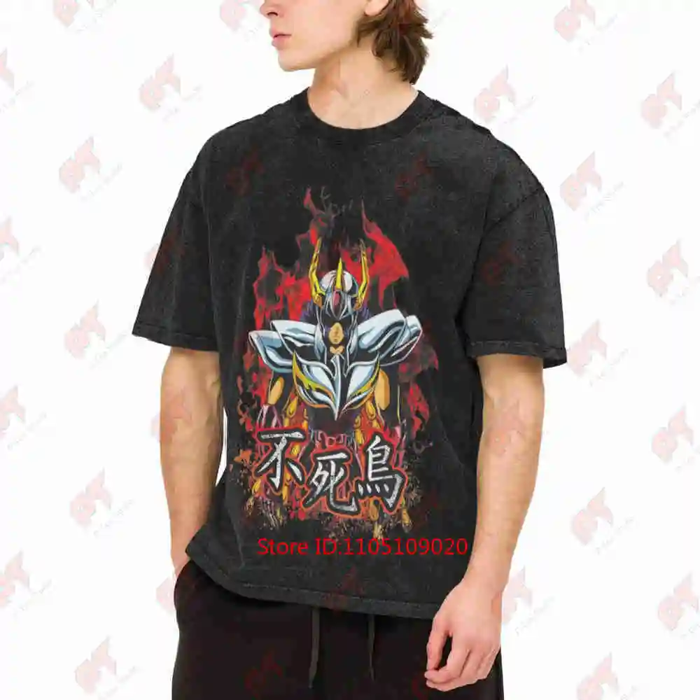 Phoenix Ikki Bronze Saint Shun Seiya Sanctuary Shaka Vintage Washed Tee Pure Cotton T-Shirt