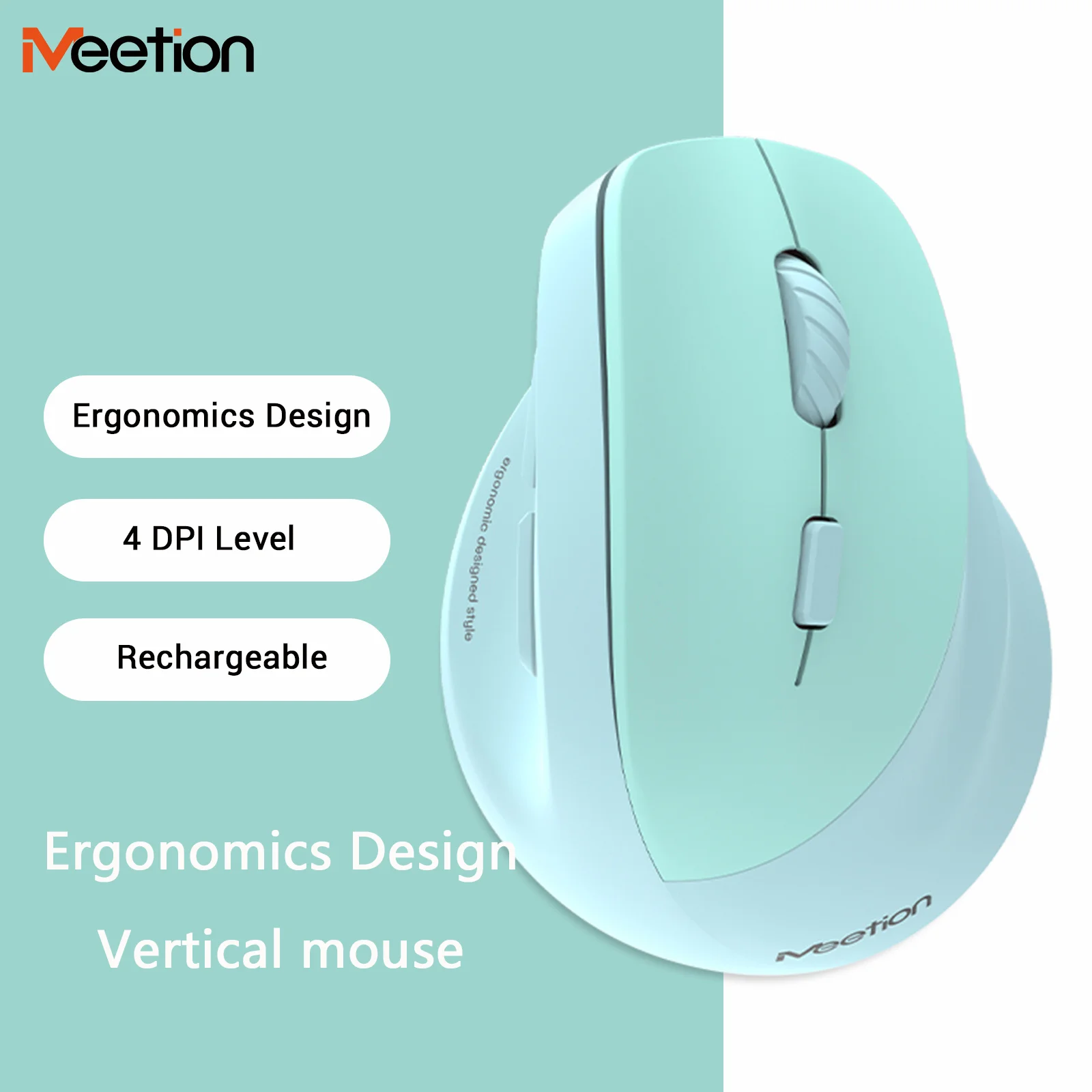 

Wireless Vertical Mouse 2.4G Bluetooth Rechargeable Mute Button RGB Light DPI Adjustable Button Ergonomics Design Office Use