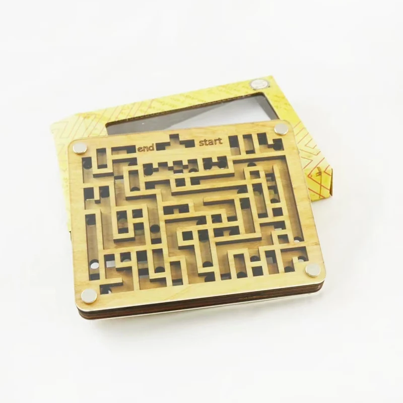 Two Layers Wooden Labyrinth IQ Challenge Games Maze Puzzle Brain Teasers Educational Toys Juegos De Inteligencia Para Niños