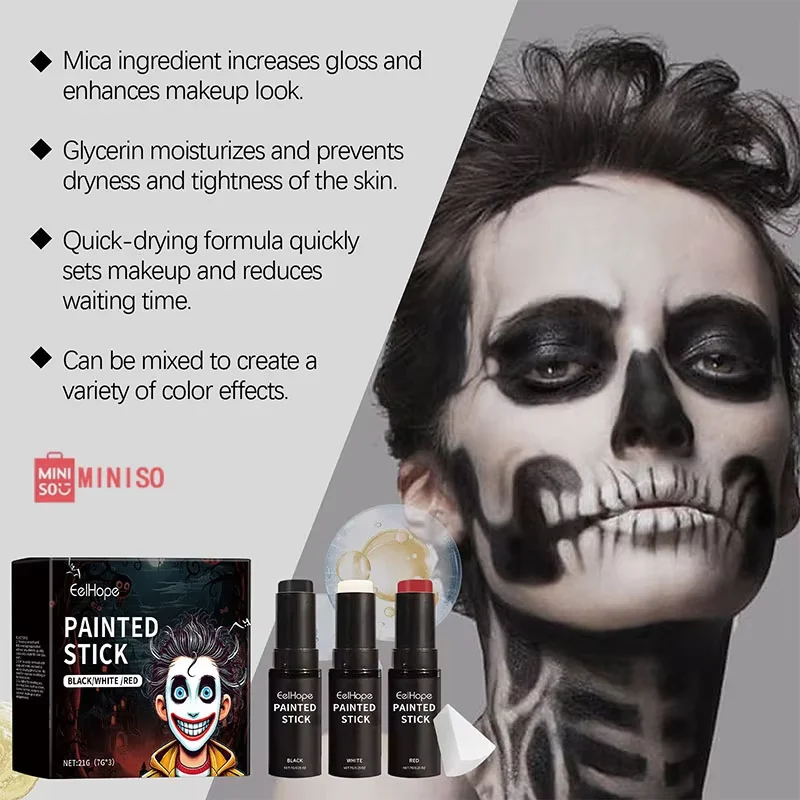 ** مجموعة عصا طلاء الجسم للهالوين بتغطية كاملة لمكياج المهرج لفن الوجه والجسم #6
