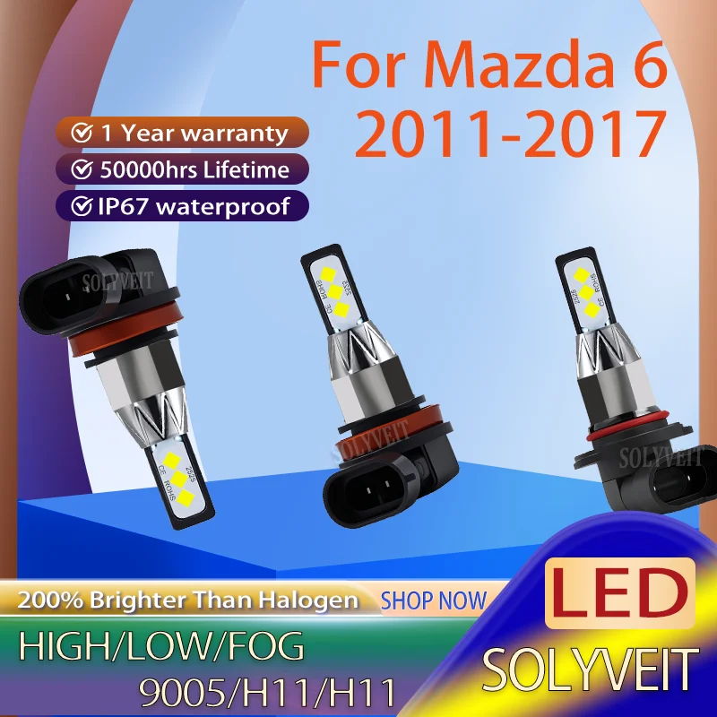 

durable Instant On Durable and Long-Lasting 9005 H11 H11 LED Headlight foglight For Mazda 6 2011 2012 2013 2014 2015 2016 2017