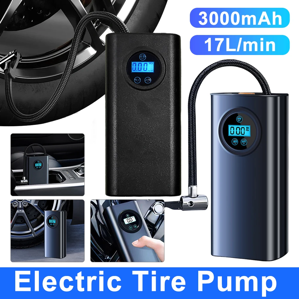 Car Air Pump Electric Air Compressor Portable Mini Self Propelled Tire Pump Handheld Wireless Digital Display Charging Pump