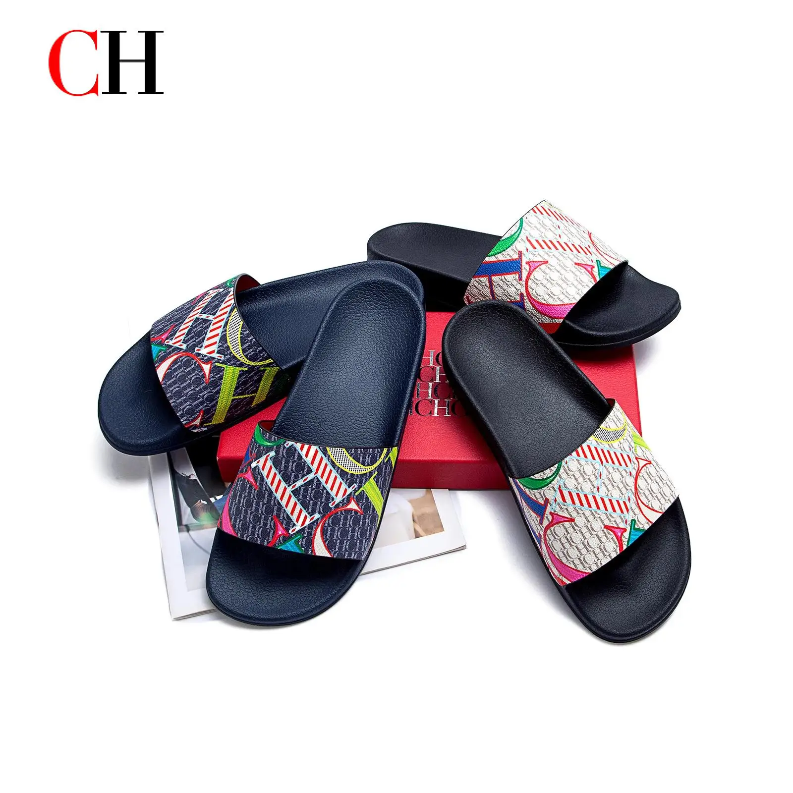 

CH Stylish and Comfortable Beach Slippers Sandals Non-slip and Wearable Luxury Brand Classic Letter Design New Print Slippers