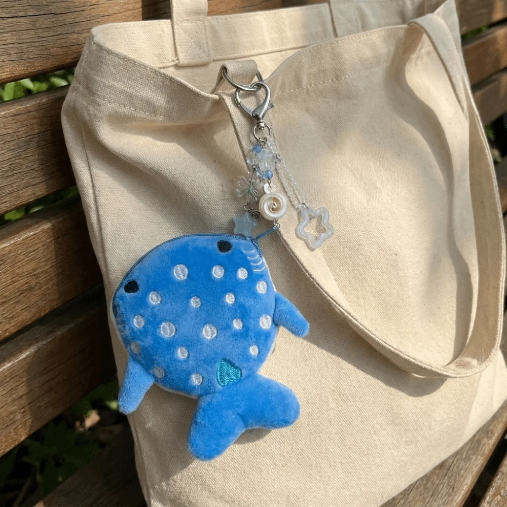 Cute Portable Whale Shark Coin Purse Mini Size with Pendant Wallet Adorable Cartoon Zipper Change Bag Travel