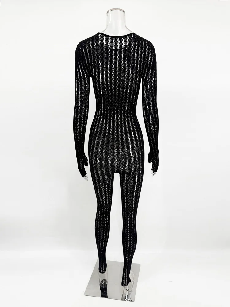 Tossy Durchsichtige Sexy Schwarze Overalls Weibliche Wrap Aushöhlen Patchwork Gedruckt Sommer frauen Hosen Dünne Mode Strampler 2025 – Detail 5