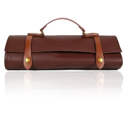 Multiple Slot Durable Kitchen Knife Roll Bag PU Leather Portable Outdoor Trip Carrying Case Cooking Chef Knives Storage Pocket
