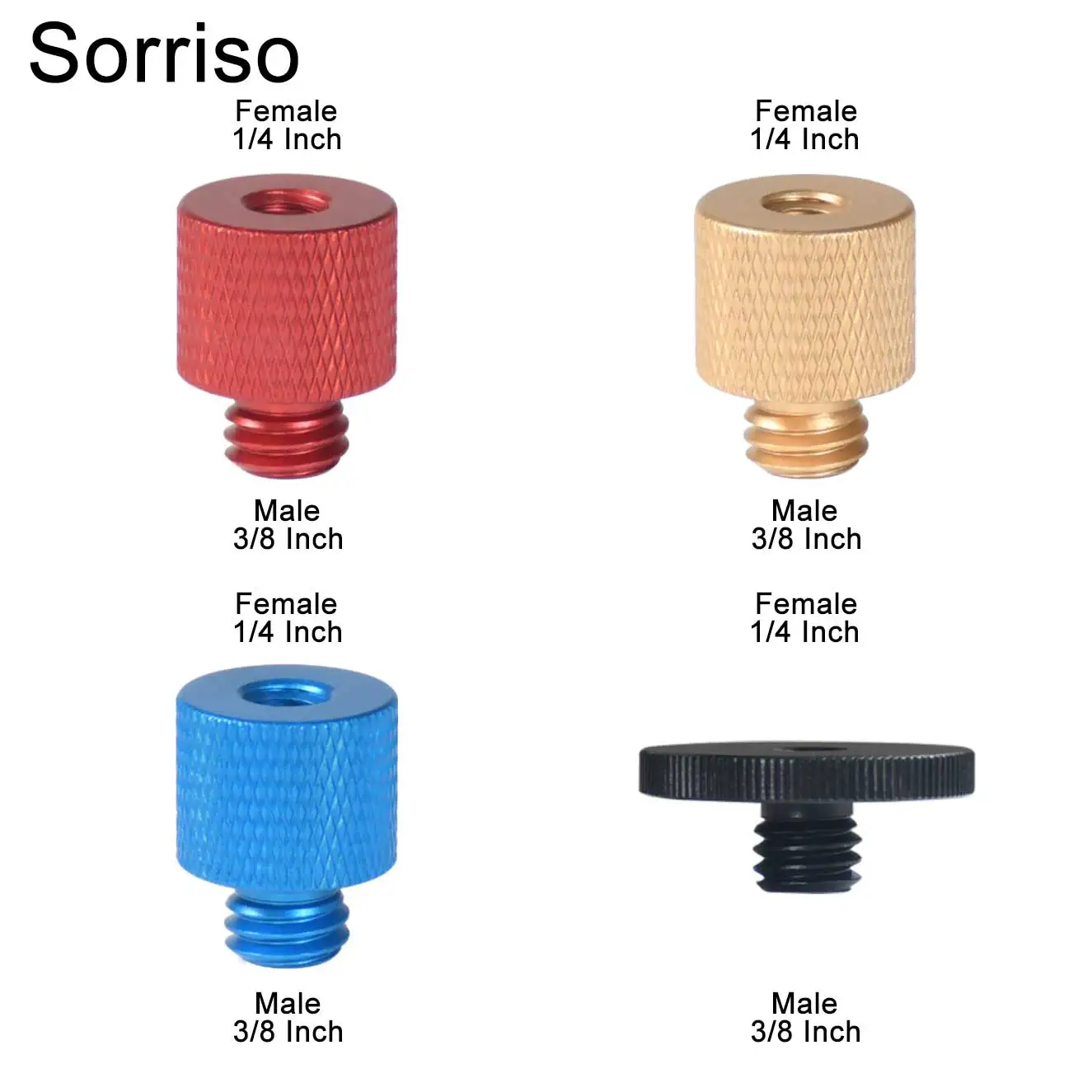 Sorriso 카메라 나사 어댑터, 라이브 플래시 브래킷용 삼각대 볼헤드, 3/8 인치에서 암 1/4 3/8, 5/8 인치 M4 M5 M6 M8 M10