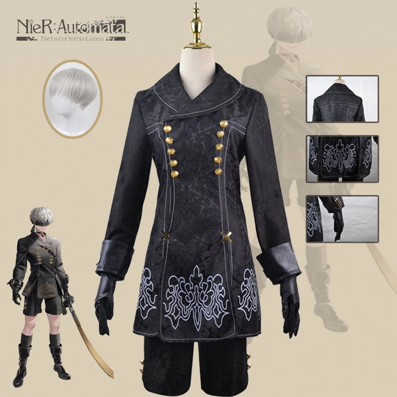 YoRHa-No.9 Fantasias de Cosplay Masculinas, Game NieR: Roupas Automáticas, Conjunto Completo, Representação, Natal, Festa de Halloween, Uniforme Adulto