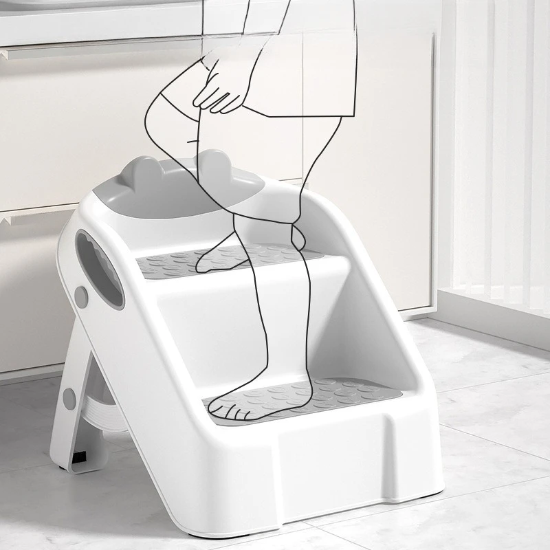 Step Ladders 2 Step Stool for Kids Anti-Slip Children Double Stool Foldable Stool for Bathroom Sink