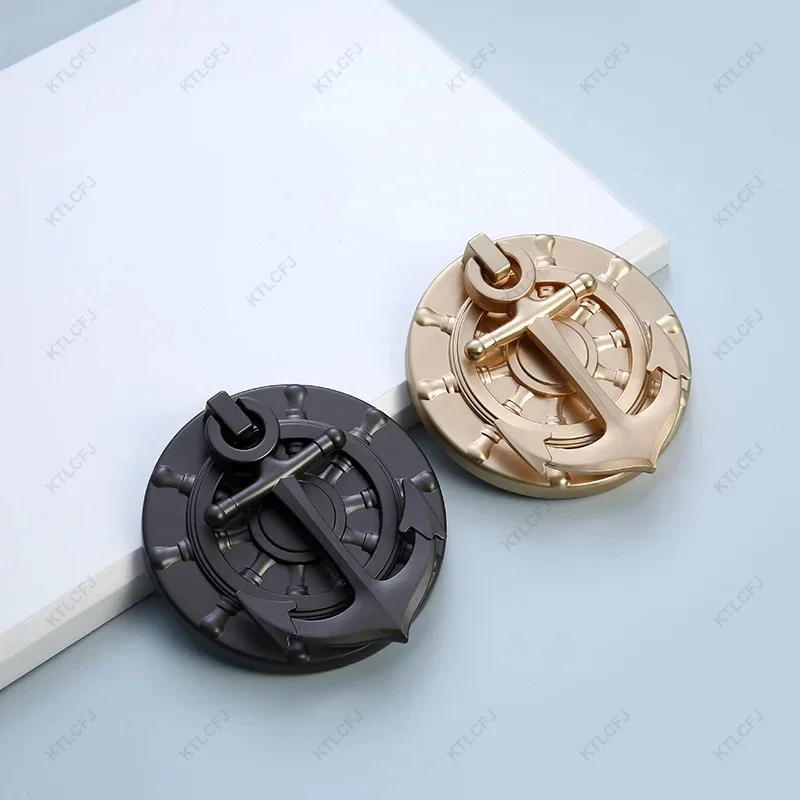 Zinc Alloy Knocker Ring Ship Anchor Type Light Luxury, Modern and Simple Door Anti-theft Door Knocker