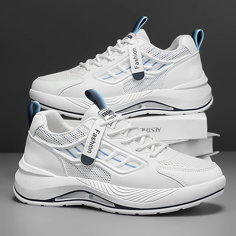 

Mesh Sneakers for Men Summer Breathable Comfortable Lace-up Vulcanized Shoes Outdoor Men's Non-slip Casual Sneakers Zapatillas