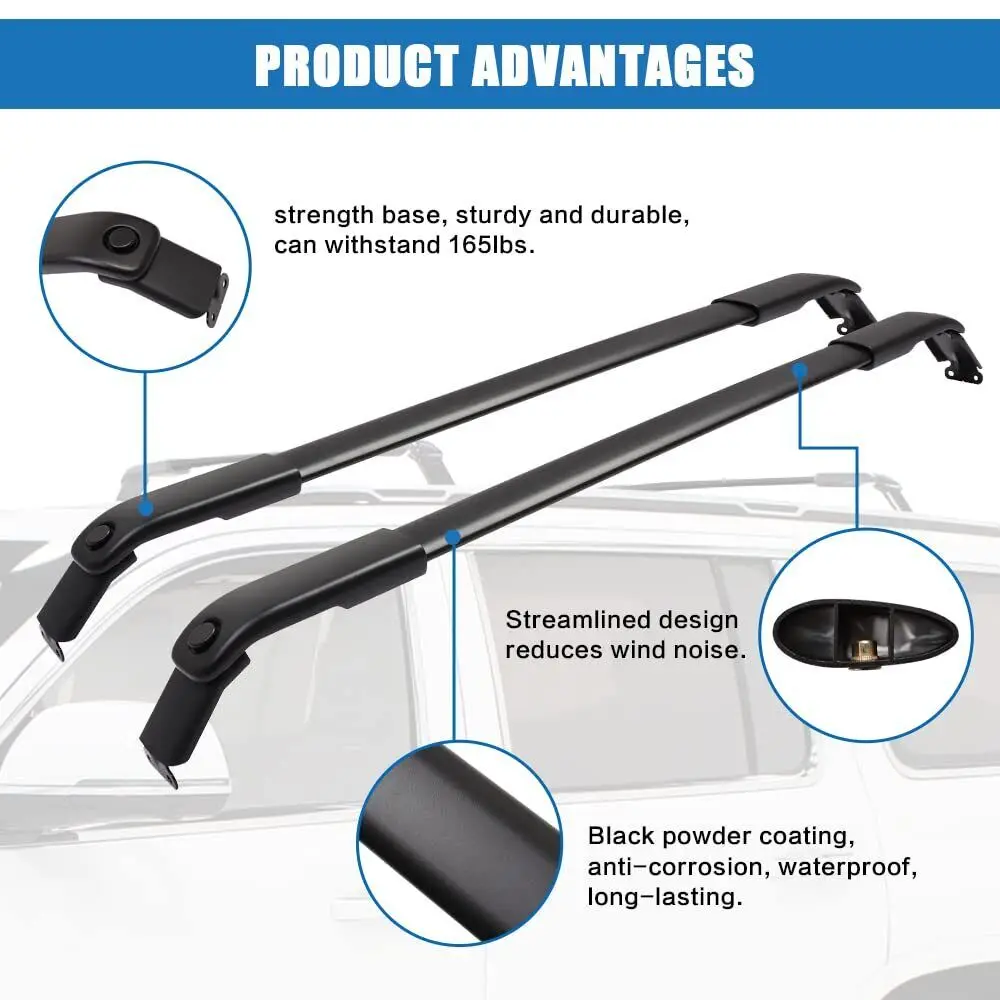 قضبان متقاطعة لرف السقف لسيارة Jeep Wagoneer/Grand Wagoneer 2022-2025 للأمتعة السوداء #5