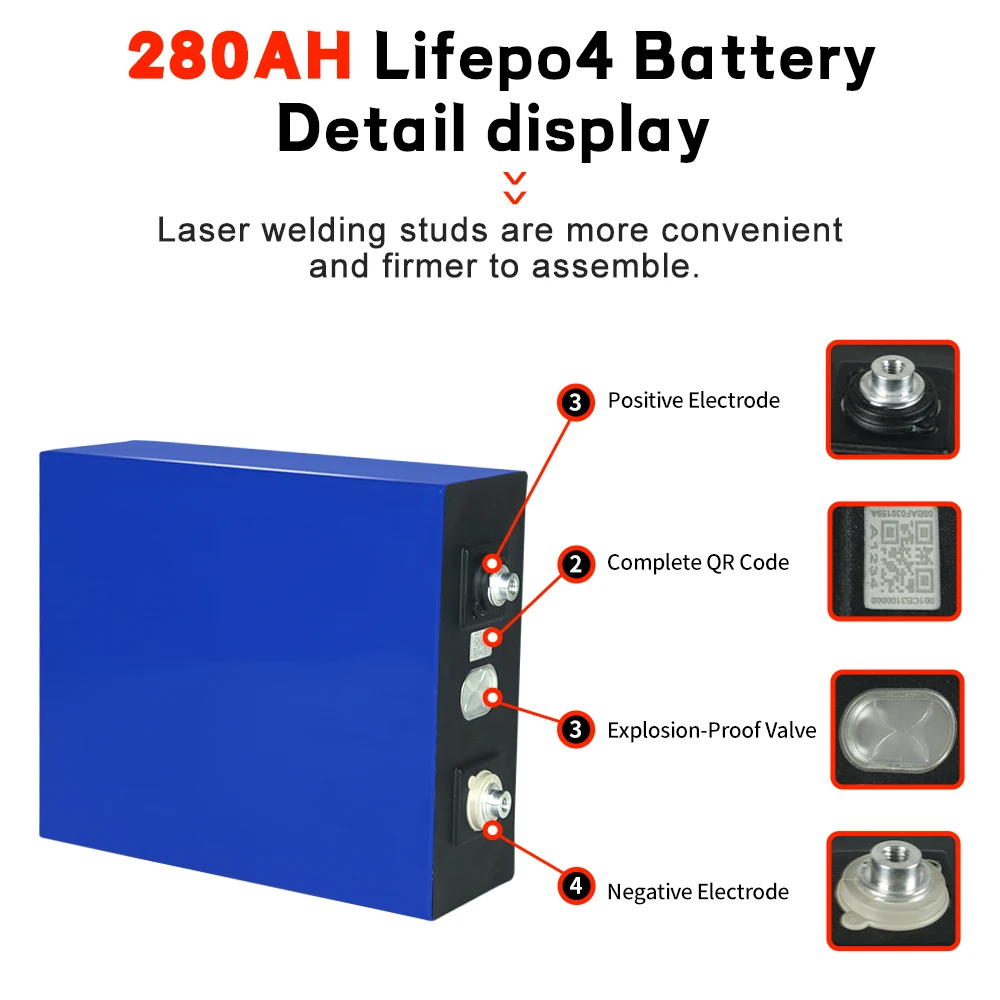 Lifepo4 Battery 280AH Rechargeable Lithium iron phosphate Cell DIY 12V 24V 48V Grade A+ THLD original Pack battery