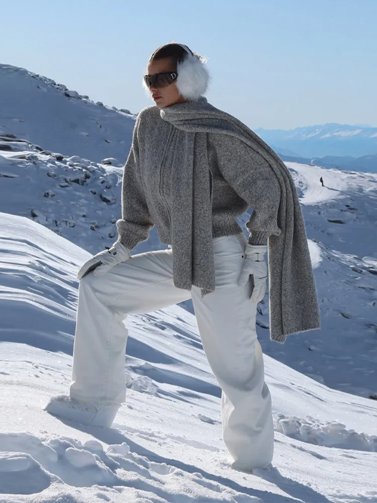 

Women Autumn Winter Sweater Long Pants Sets O Neck High Quality Loose Sexy Backless Knitwear 2025 New Lady High Street Outwear