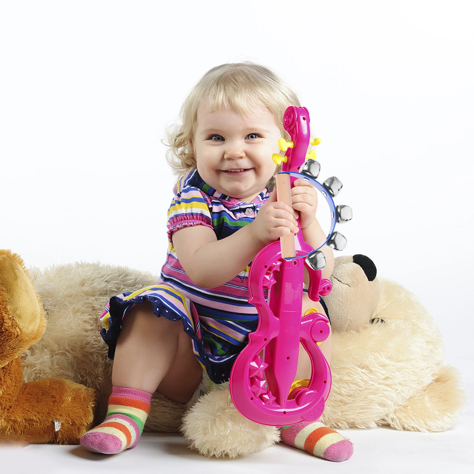 

2pcs Hand Bells Early Education Musical Instruments For Babies Auditory Development Durable Safe Percussion Rhythm Bell