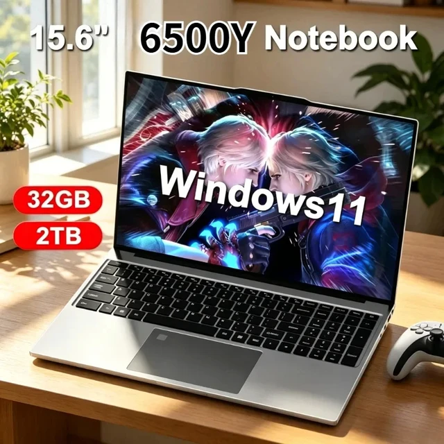 15.6" Laptop Portable Intel Core 6500Y 32GB RAM 1TB SSD Windows 11 Notebook Gamer 1080P Display Office Study Computer PC