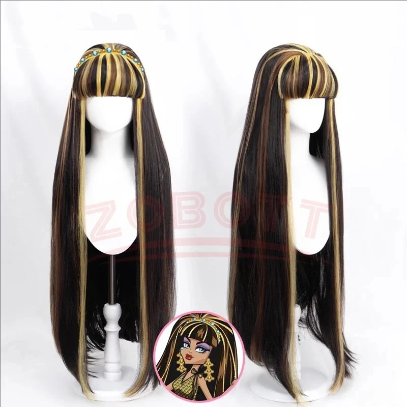 Game Cleo de Nile Wig Anime Monster High Cleo de Nile Cosplay Cute Wig Hair Heat Resistant Synthetic Women Long Wig