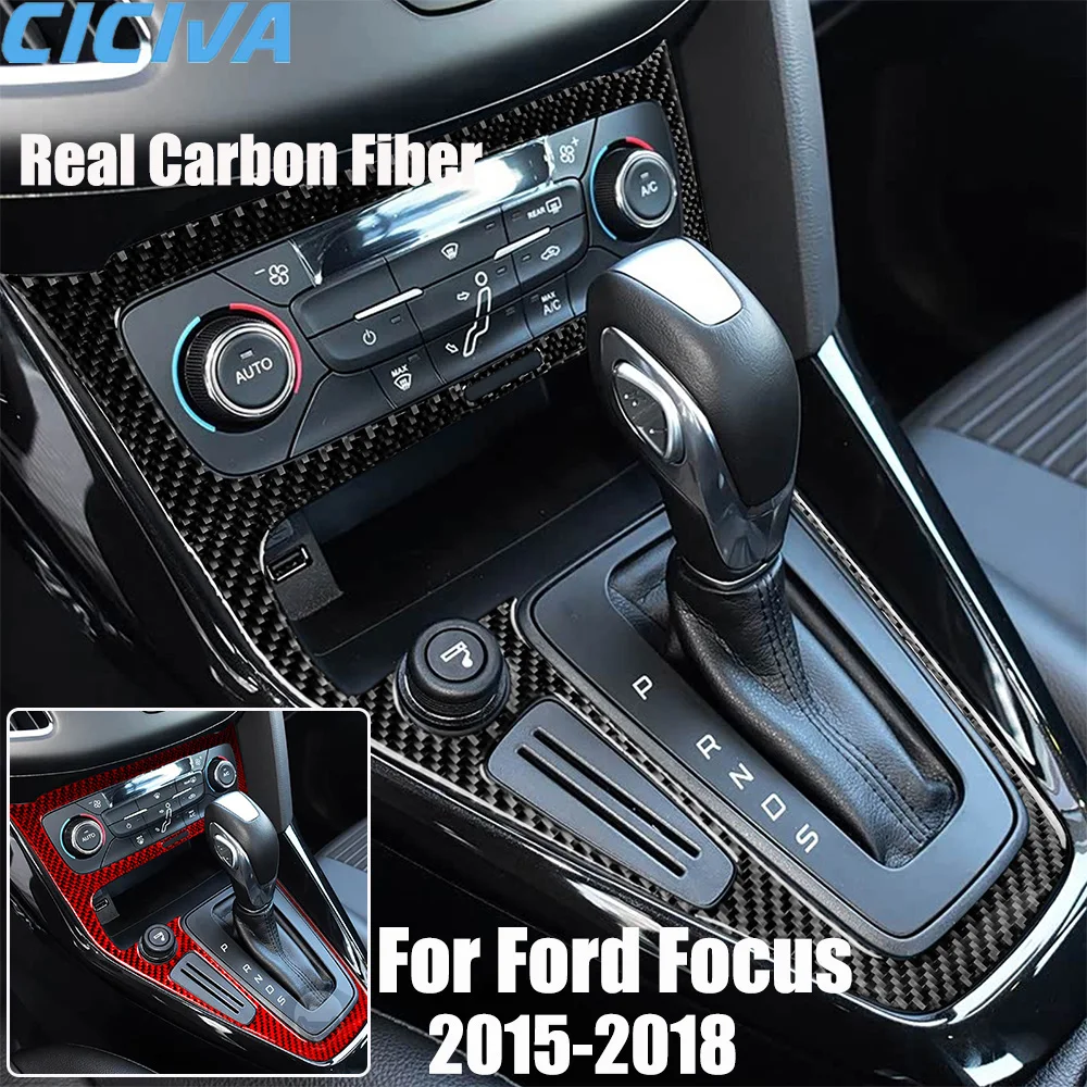 

Real Carbon Fiber Car Accessories Center Console Set Decorative Cover Soft Sticker For Ford Focus MK3 2015 2016 2017 2018