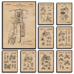 Vintage Motocross Dirt Bikes Retro Motorcycle Poster Gears Speed Canvas Picture Wall Engineer Students Education Shop Home Decor