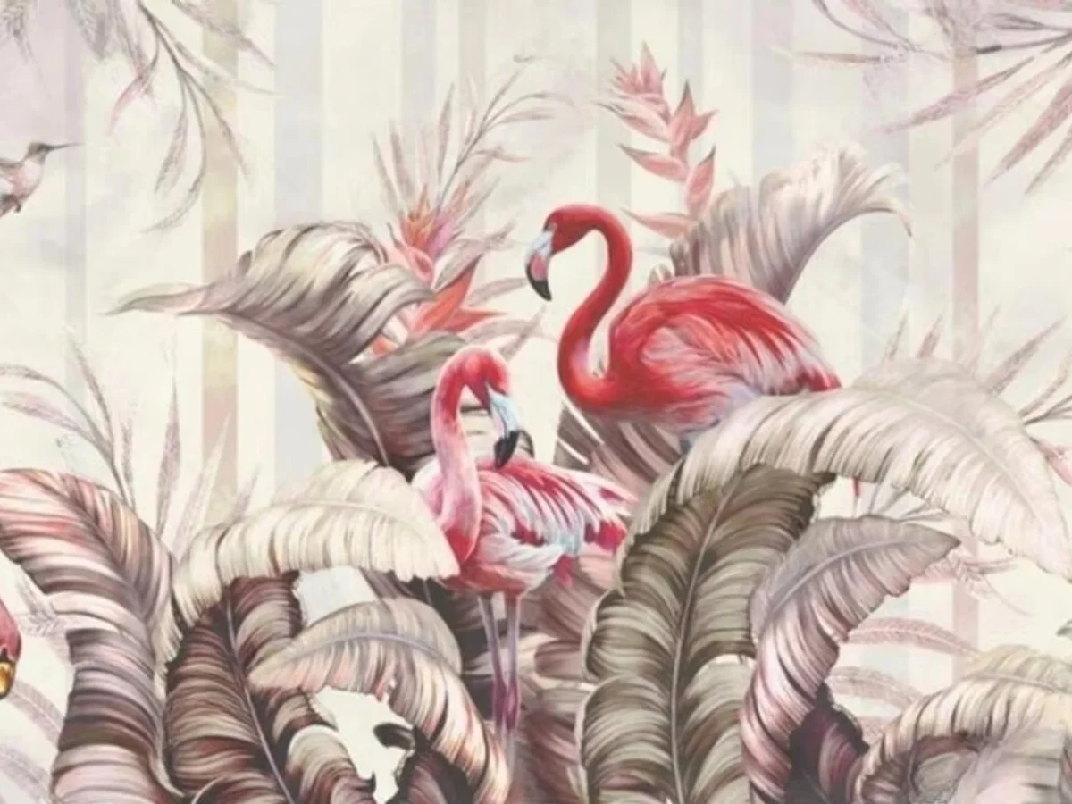 Custom Mural Hand Painted Tropical Plant Leaf Flamingo Photo Wallpaper For Living Room Bedroom Backdrop Decorative wallpaper