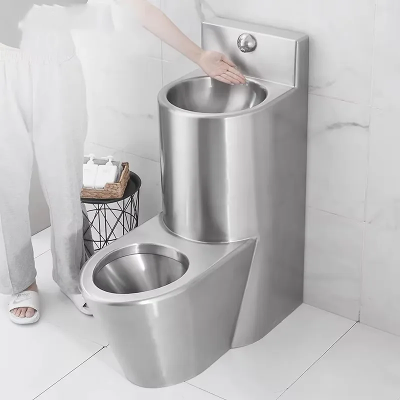 304 Stainless Steel Toilet Sink Combo Unit One Piece Floor Mounted Vandal Resistant Toilet for Correctional Facility Project OEM