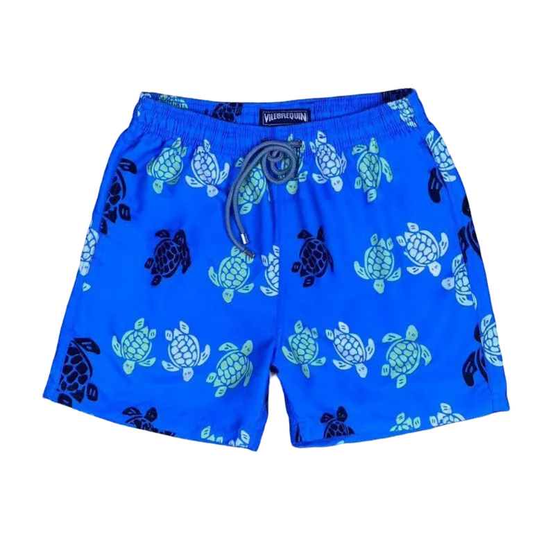 Beach pants, fashionable three color turtles, full pattern printed swimming pants, waterproof and quick drying, seaside vacation