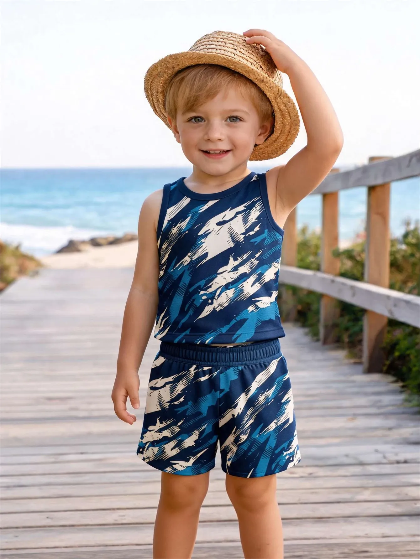 Baby vest and shorts set, summer children's sports and leisure two-piece set, breathable, sweat absorbing, quick drying fabric