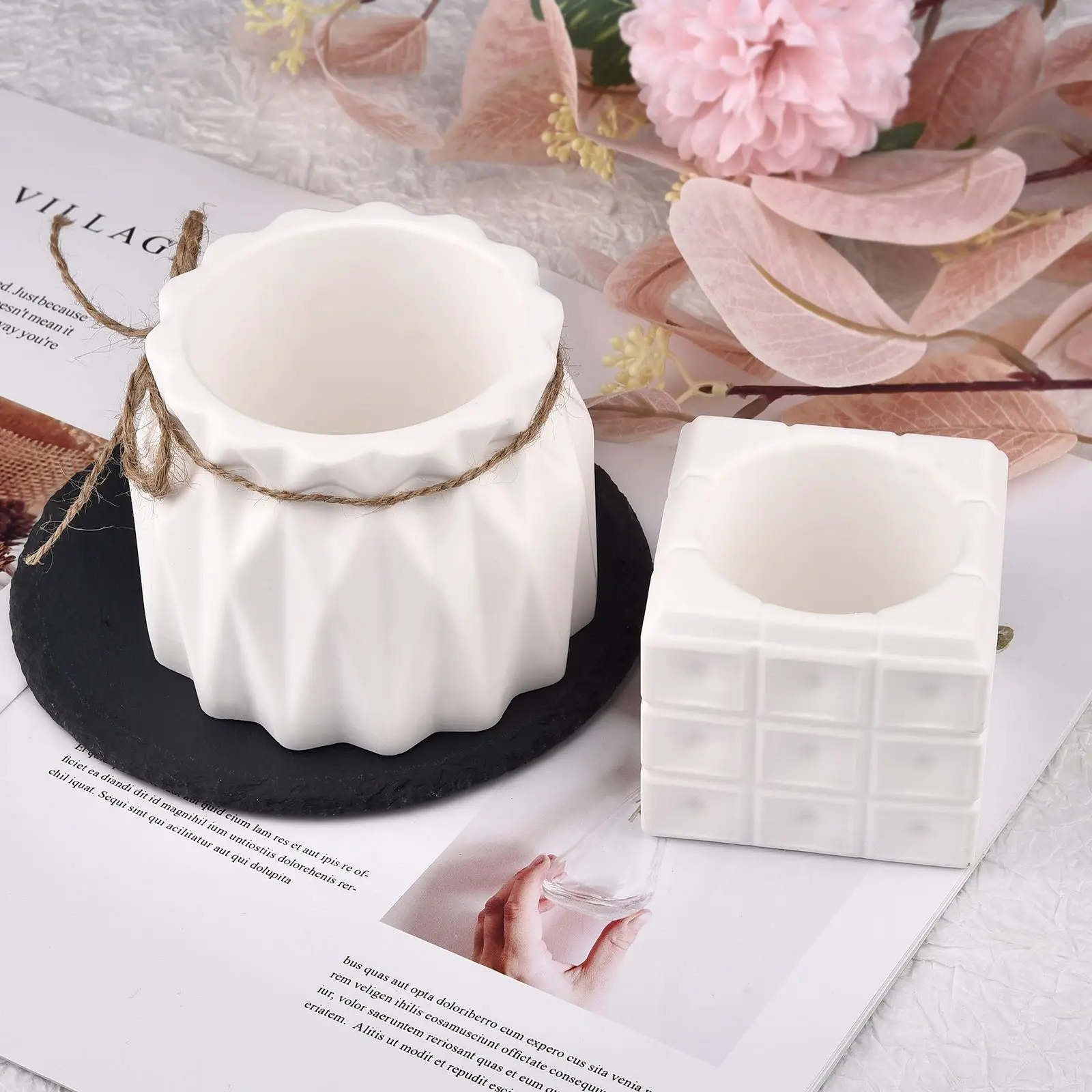 DIYラウンドキャンドルジャー,シリコンモールド,エポキシ,樹脂金型,デザート用,植木鉢