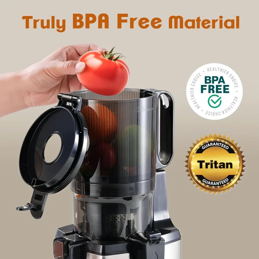 Cold Press Juicer Machines, Slow Masticating Juicers with 5.3" Large Feed Chute Easy Clean Self Feeding Juice Extractor