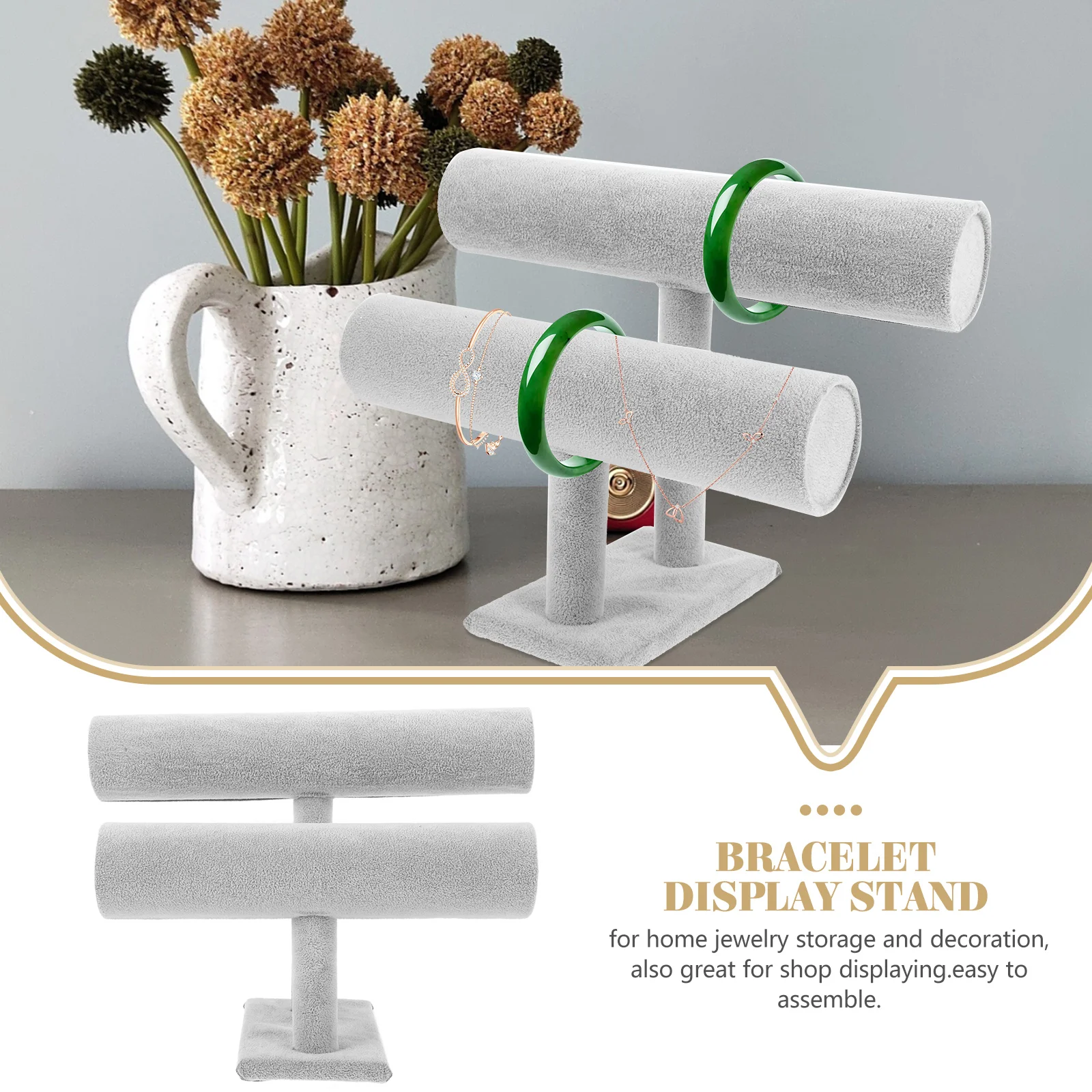 

Съемный двухъярусный держатель для браслета, подставка для браслета, подставка для хранения ювелирных изделий, серый органайзер, чехол