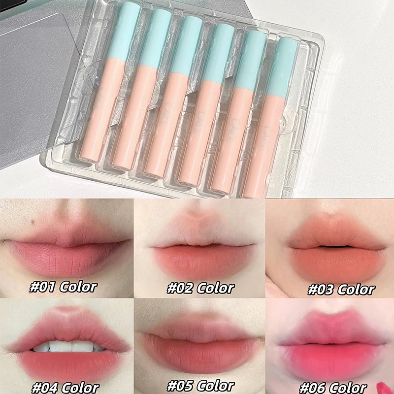 Lip Gloss Pack Set Make-Up For Women Liquid Lipstick Long-Lasting Nonstick Cup Peach Matte Finish Lip Gloss Resistant To Fading