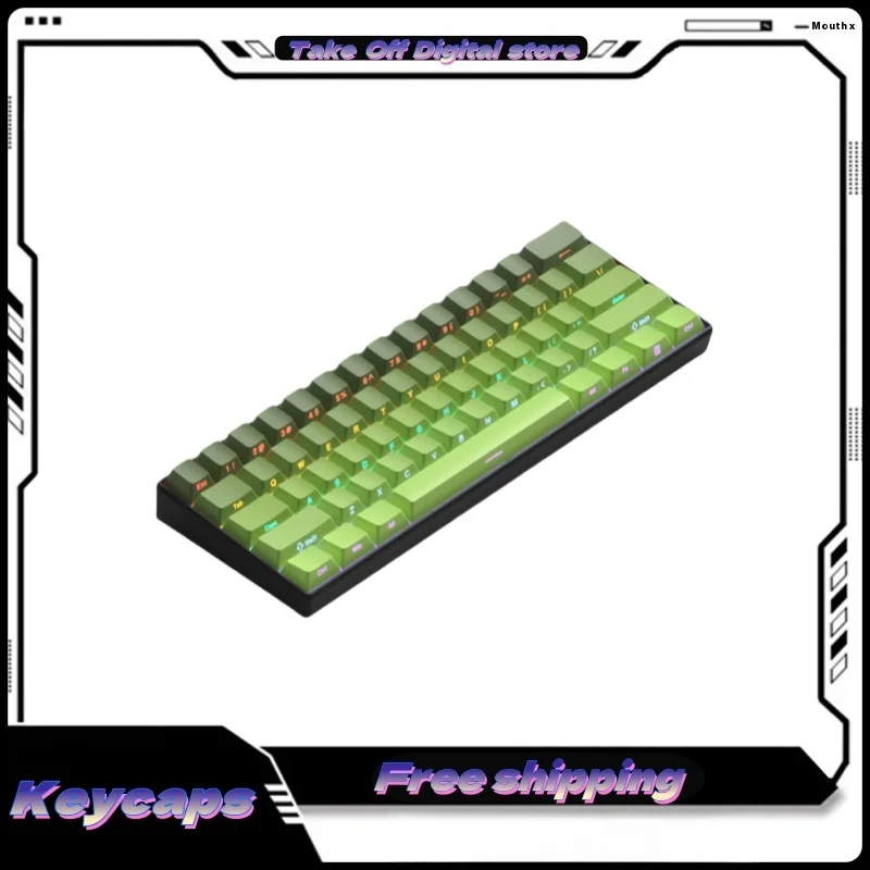 DAGK F61 mechanical keyboard wired small external portable laptop, green and red axis tea axis office game