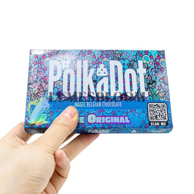 Hologramiz Paper Packaging Empty Chocolate Bar Polkadot Cartboard Sticker Plastic Storage Bag with Display Boxes Oneup Customize