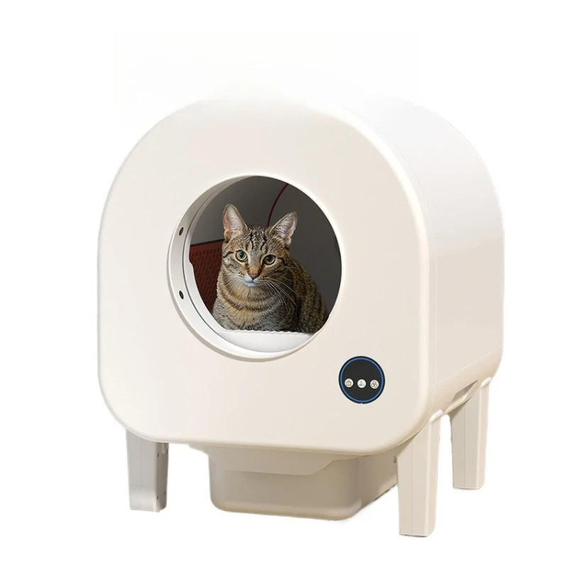 68L é um grande espaço, o banheiro inteligente para gatos é fácil de limpar e a pequena pegada é dupla com sua própria limpeza