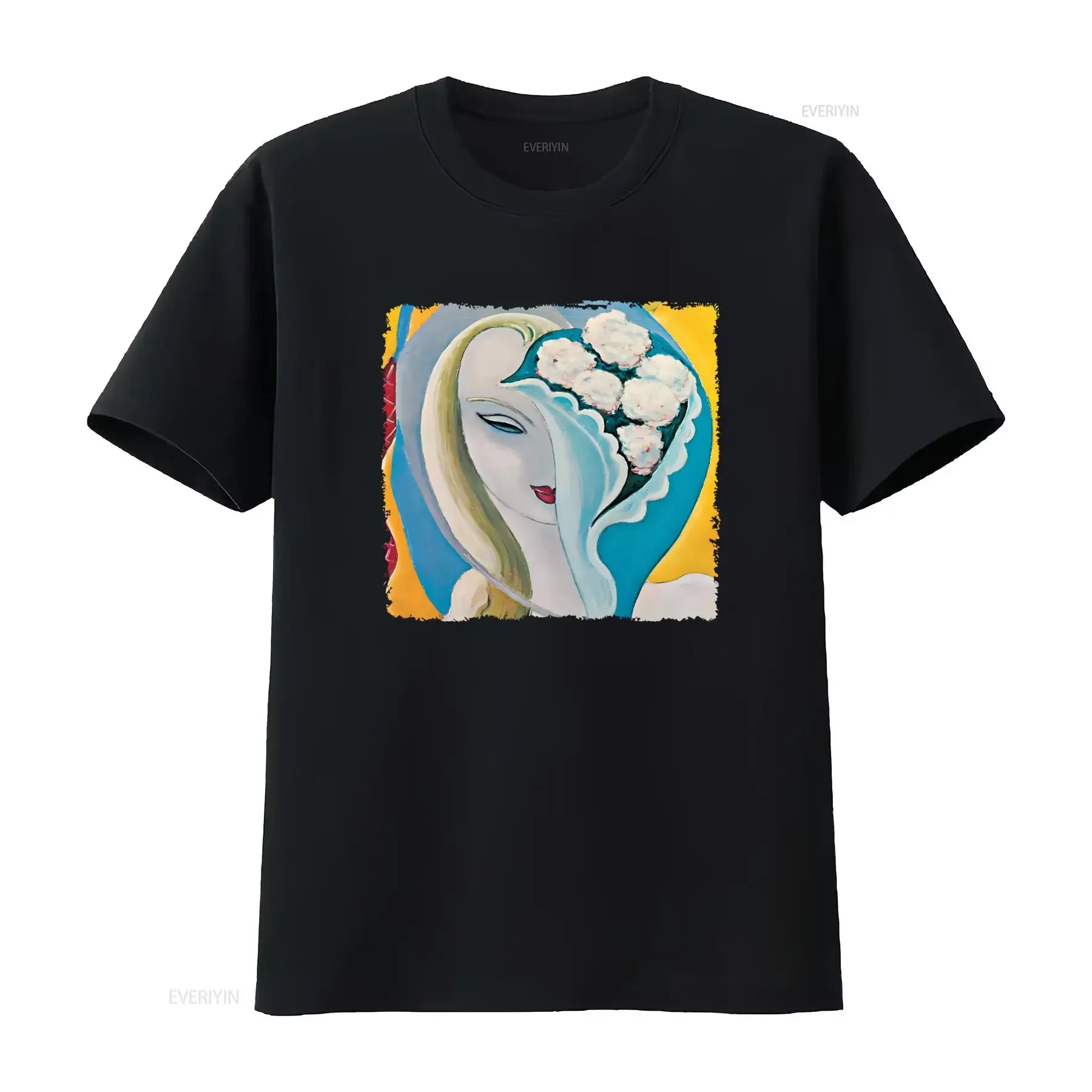 Cotton T shirt Layla and Other Assorted Love Songs Derek The Dominos Artistic Woman with Flowers Design vintage Washed Unisex