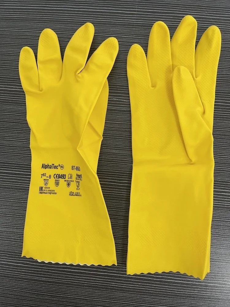 Ansell ALPHATEC® 87-650  1 Pair （Universal 87-650）Lightweight gloves with 100% cotton lining for comfortable chemical resistance