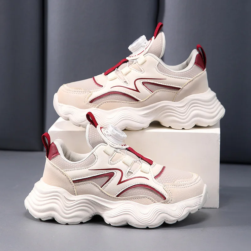 

Children's Sneaker Breathable Mesh Girl's Sports Shoes Anti Slip Rotating Buckle Casual Running Shoes For Boys And Girls