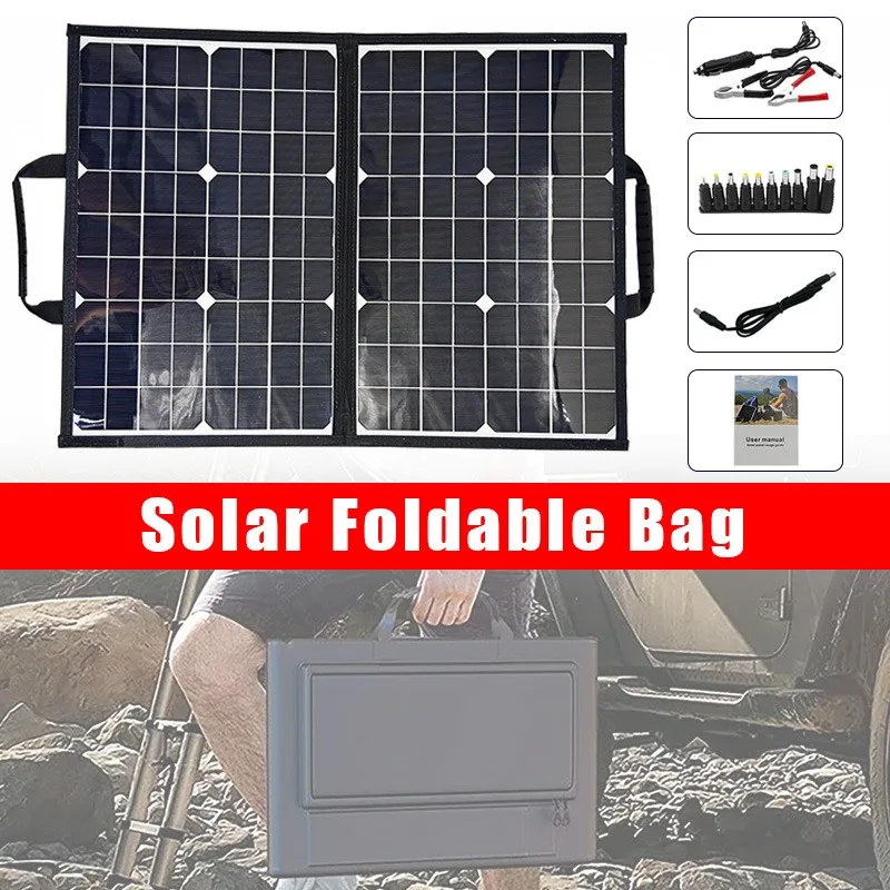 

18V Solar Monocrystalline Folding Bag Foldable Solar Panel Portable Solar Battery Charger Power Bank for Caravan Camping Outdoor