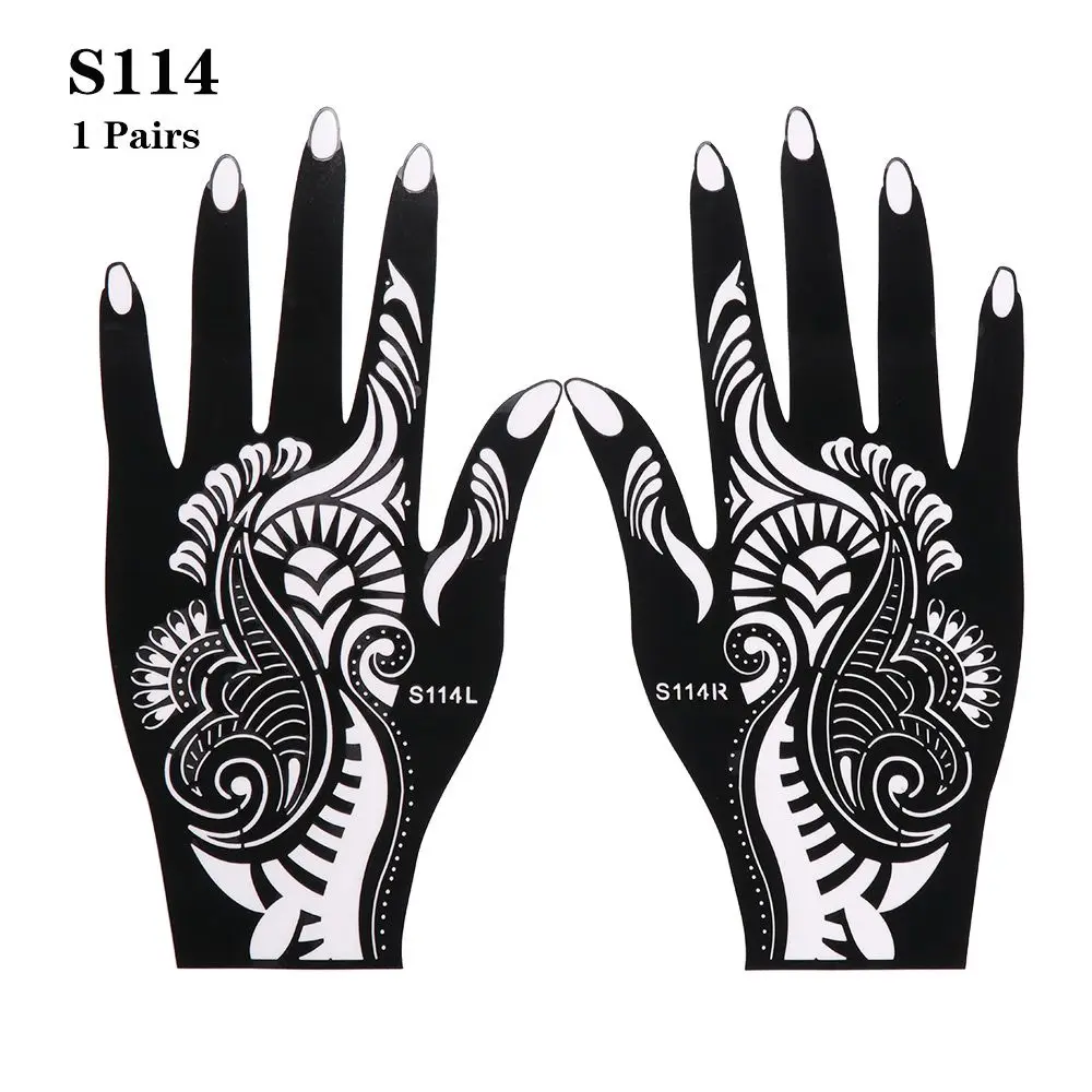 

2 Pcs New Beauty Wedding Tool DIY Body Art Tattoo Stencils Temporary Hand Decal Henna Template Sticker