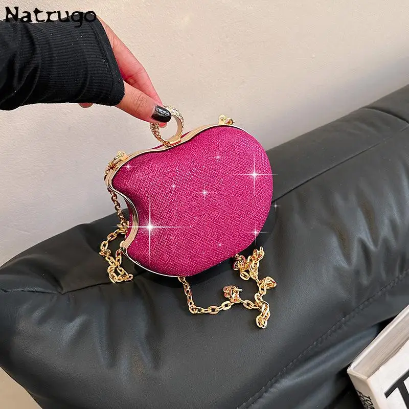 Mini Apple Shape Party Hand Grab Evening Bag 2024 New Hot Sale Party Crossbody Bag For Women Cute Ladies Chain Bag