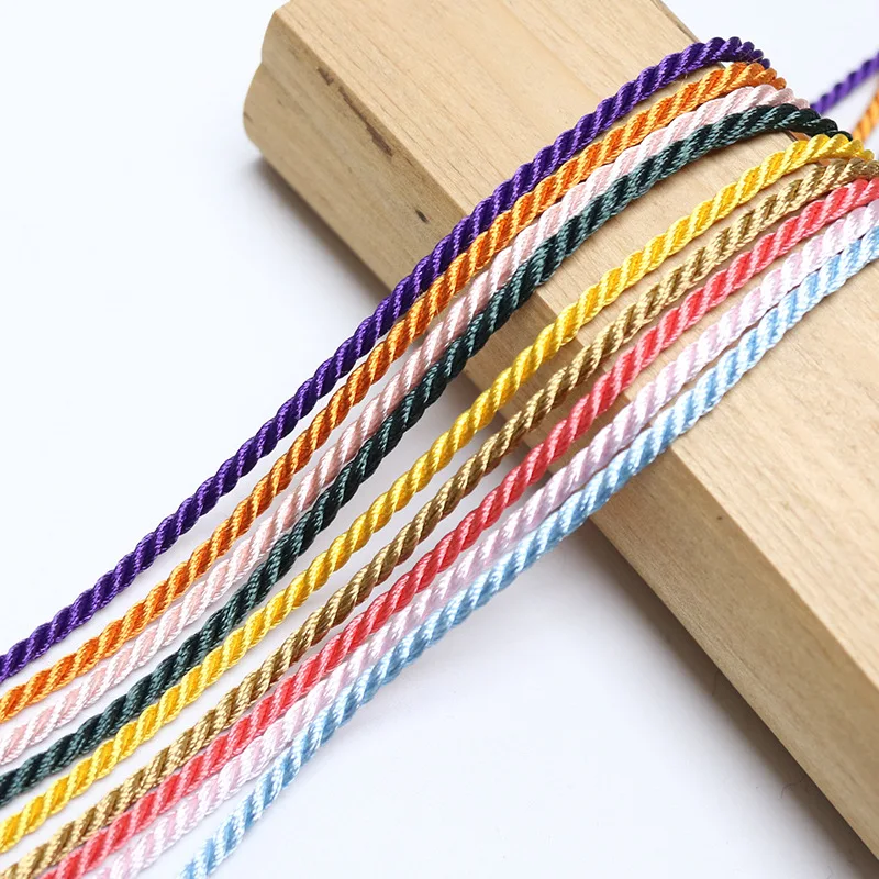 10 Meter 1.5mm 3 Shares Twisted Cotton Nylon Cords Colorful DIY Craft Braided Decoration Rope Drawstring Belt Accessories JK2020