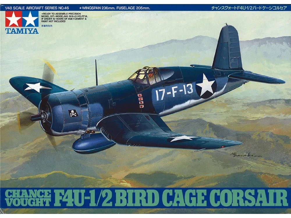 Tamiya 61046 Airplane Model Building Kits 1/48 Scale F4U-1/2 BIRD CAGE CORSAIR Aircraft Assembly Toy