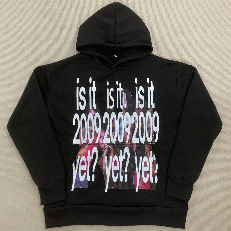 Letter Portrait Printing Vintage Aesthetics Casual Streetwear 2000s Autumn Gothic Harajuku Fashion Long Sleeve Pullover Hoodies