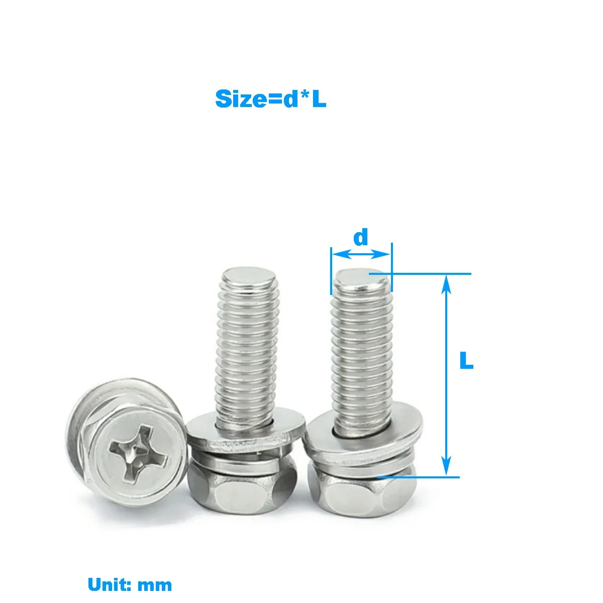 304 Stainless Steel External Hexagonal Cross Triple Screw/Concave Bolts M3M4M5M8M10