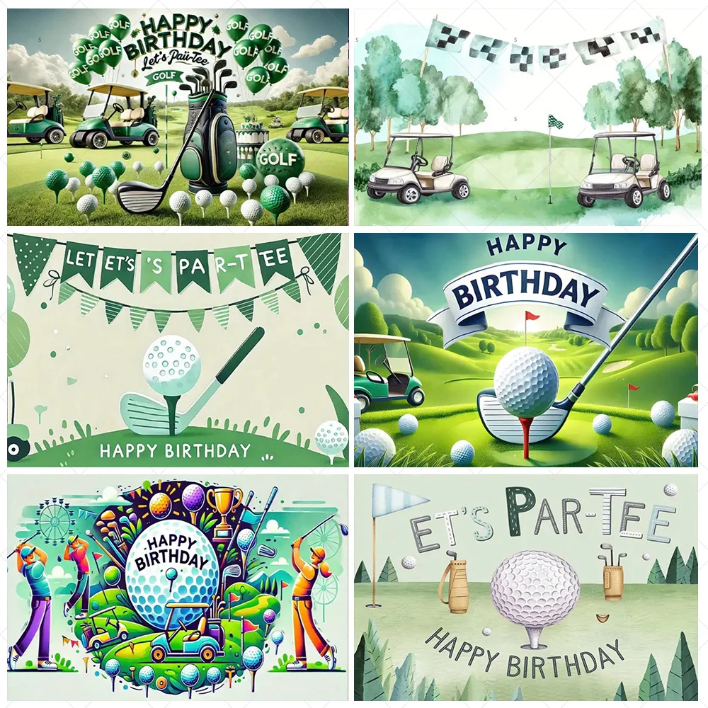 

Golf Course Backdrop Supplies Golf Sports Theme Background Banner Boy Birthday Party Decoration Green Grass Photography Props