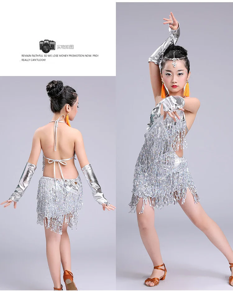 Abito Da Ballo Bambina Con Nappe E Paillettes - Latino, Salsa, Samba - Taglie S/M/L/XL