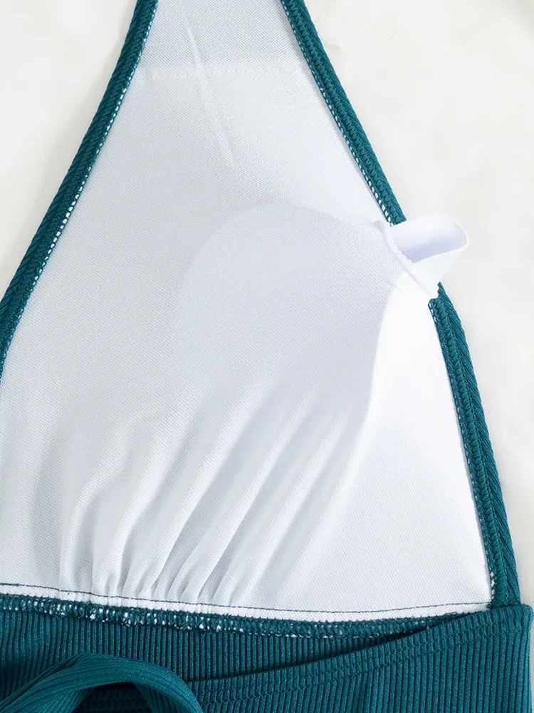 여성 수영복 2025 비키니 세트 레이스 업 수영복 홀터 비키니 섹시한 수영복 여성 비치웨어 두 조각 Biquini