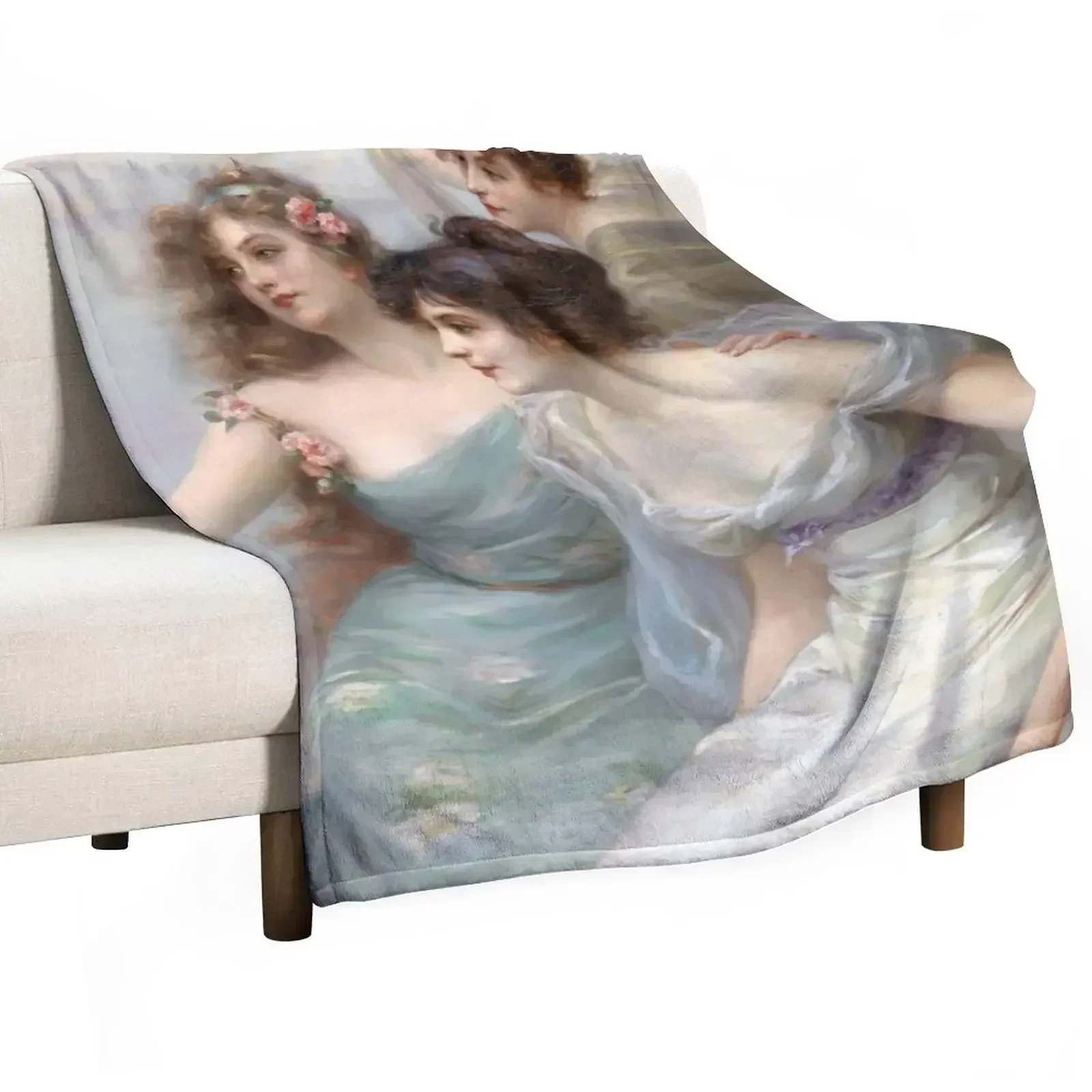 

Detail of The Three Graces by Edouard Bisson Throw Blanket Shaggy Comforter Luxury Brand Summer Beddings Blankets